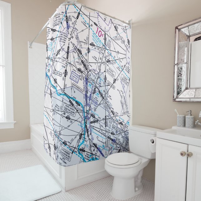 Aviation Chart Shower Curtain (In Situ)