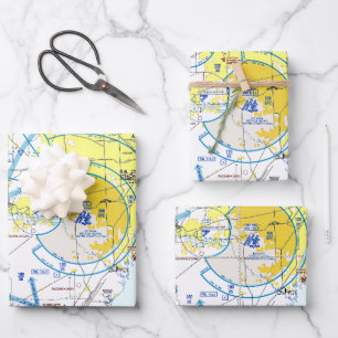 Aviation Chart Wrapping Paper Sheet