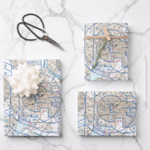 Aviation Chart Wrapping Paper Sheet