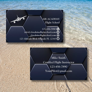 Aviation Company Professional Modern Blue & White Business Card