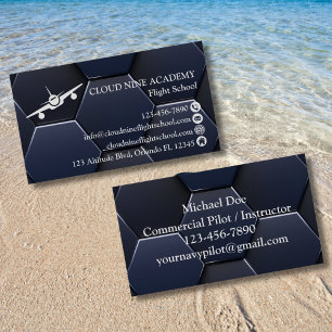 Aviation Company Professional Modern Blue & White  Business Card