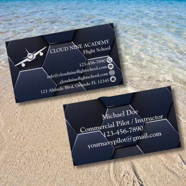 Aviation Company Professional Modern Blue & White  Business Card (Creator Uploaded)