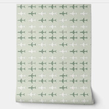 Aviation Dream Soft Green Aeroplane Pattern