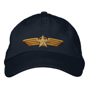 Aviation Embroidered Star Badge Pilot Wings Hat