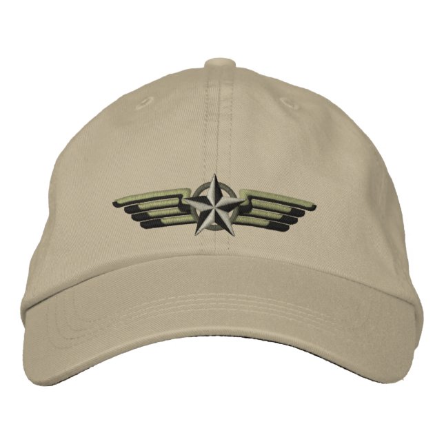 Aviation Embroidered Star Badge Pilot Wings Hat (Front)