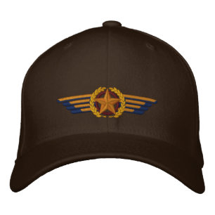 Aviation Embroidered Star Laurels Pilot Wings Hat
