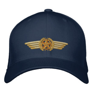 Aviation Embroidered Star Laurels Pilot Wings Hat