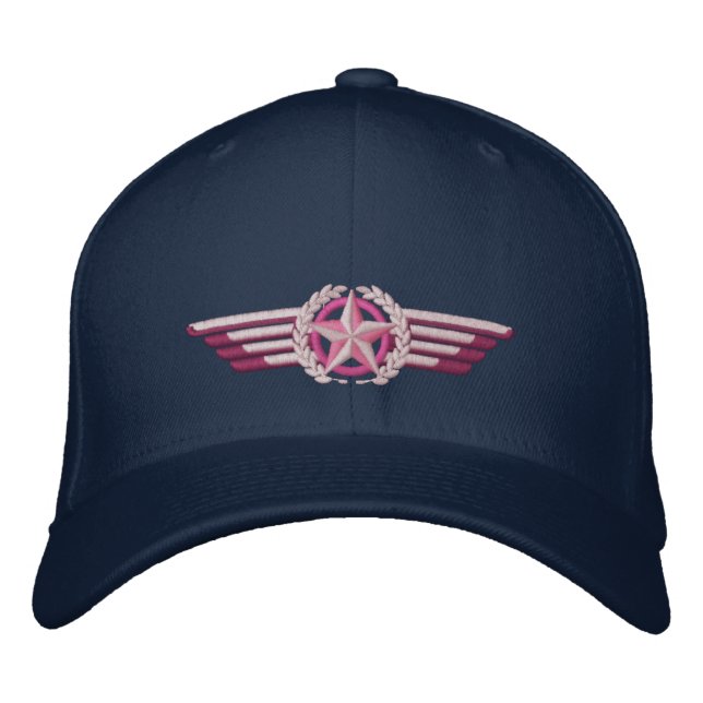 Aviation Embroidered Star Laurels Pilot Wings Hat (Front)