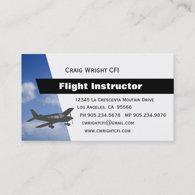 Aviation Flight Instructor Appointment Card (Front)