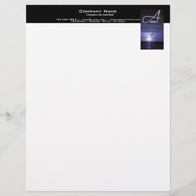 Aviation flying office business marketing personalized letterhead (Front)