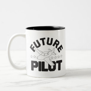 Aviation for Kids Flying High Future Pilots Plane Two-Tone Coffee Mug