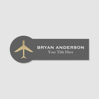 Aviation - Gold Aeroplane Name Tag