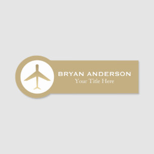 Aviation - Gold Aeroplane Name Tag