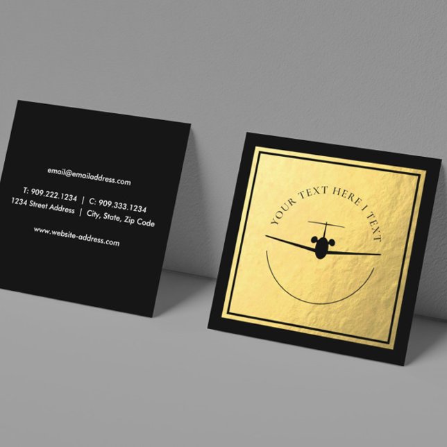 Aviation Jet Logo - Faux Gold Foil Business Card (Creator Uploaded)