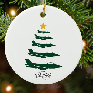 Aviation Military Aeroplane Christmas Tree Custom Ceramic Ornament