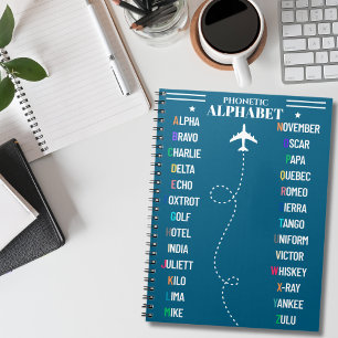 Aviation NATO Phonetic Alphabet & Airplane, Cool Notebook
