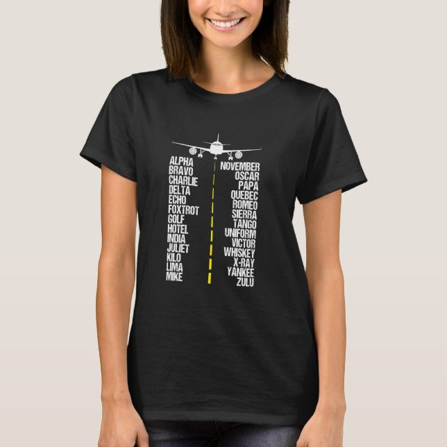 Aviation Phonetic Alphabet Code Pilot Aeroplane Ai T-Shirt (Front)