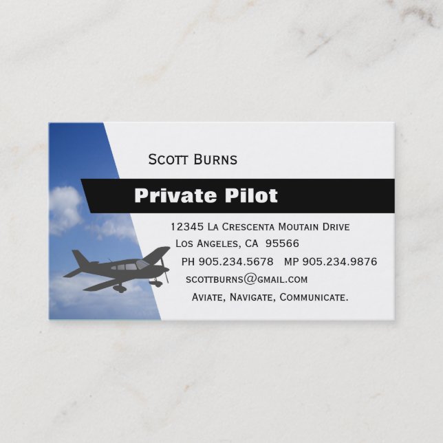Aviation Pilot Business Card (Front)