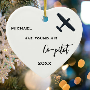 Aviation Pilot Found his Co-Pilot Aeroplane Photo Ceramic Ornament
