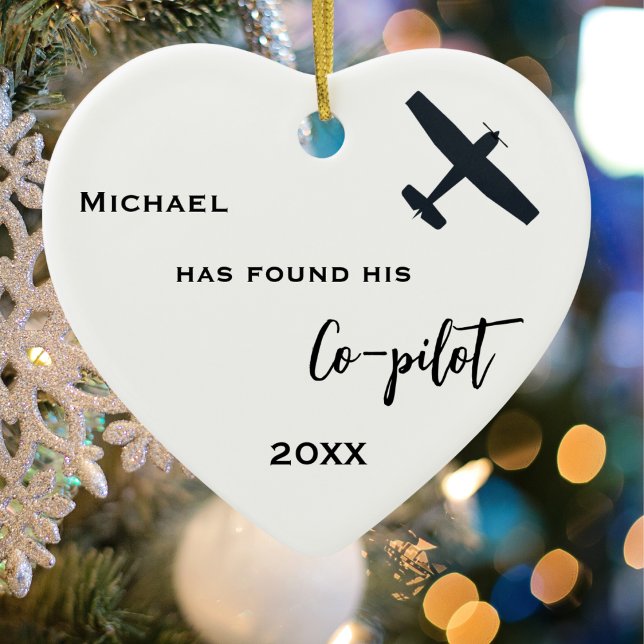 Aviation Pilot Found his Co-Pilot Aeroplane Photo Ceramic Ornament (back)