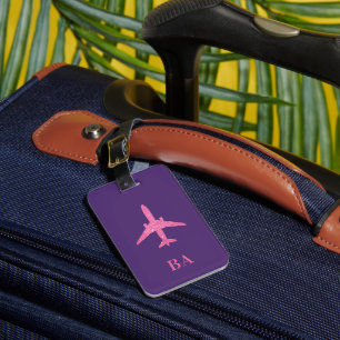 Aviation Pink Glitter Aeroplane Luggage Tag