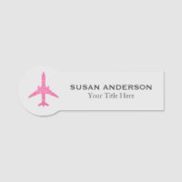 Aviation - Pink Glitter Aeroplane Name Tag
