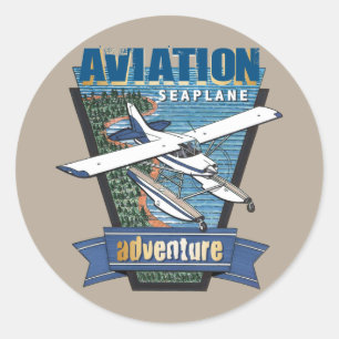 Aviation Seaplane Adventure Classic Round Sticker