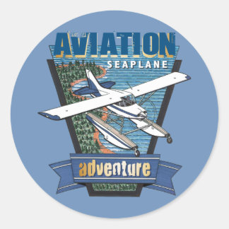 Aviation Seaplane Adventure Classic Round Sticker