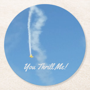 Aviation Vintage Aeroplane Round Paper Coaster