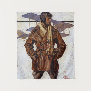 Aviator, 1917 by Joseph Christian Leyendecker Tapestry