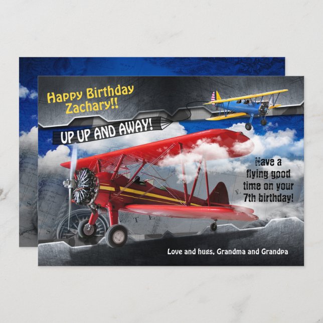 Aviator Aeroplane Birthday Card (Front/Back)
