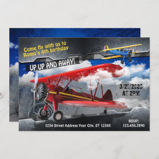 Aviator Aeroplane Party Invitation