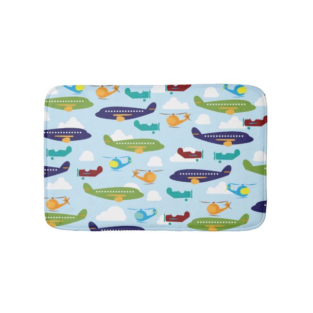 Aviator Aeroplane Pattern Bath Mat (Front)