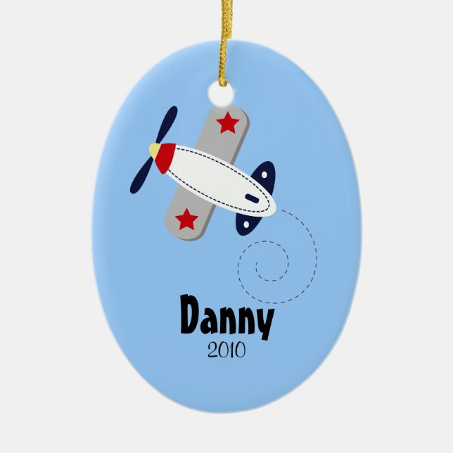 AVIATOR AIRPLANE Personalised Christmas Ornament (Front)