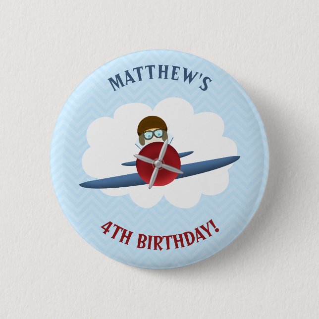 Aviator and His Plane 6 Cm Round Badge (Front)