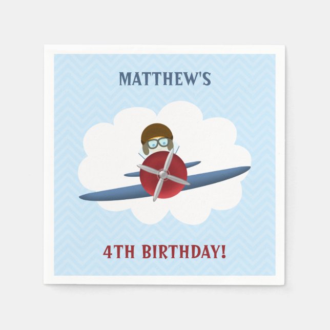 Aviator and His Plane Napkin (Front)