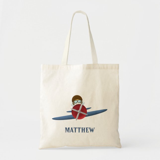 Aviator and His Plane Tote Bag (Front)