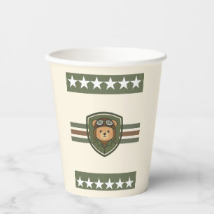 Aviator Bear Military Party Paper Cups