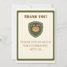 Aviator Bear Military Party Thank You Card