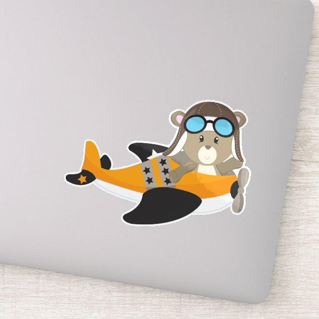 Aviator Bear, Pilot Bear, Cute Bear, Aeroplane (Detail)