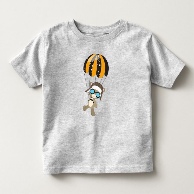 Aviator Bear, Pilot Bear, Cute Bear, Parachute Toddler T-Shirt (Front)