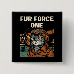 Aviator Cat Flying Feline Commander 15 Cm Square Badge