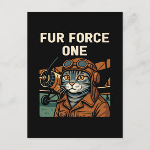 Aviator Cat Flying Feline Commander Holiday Postcard