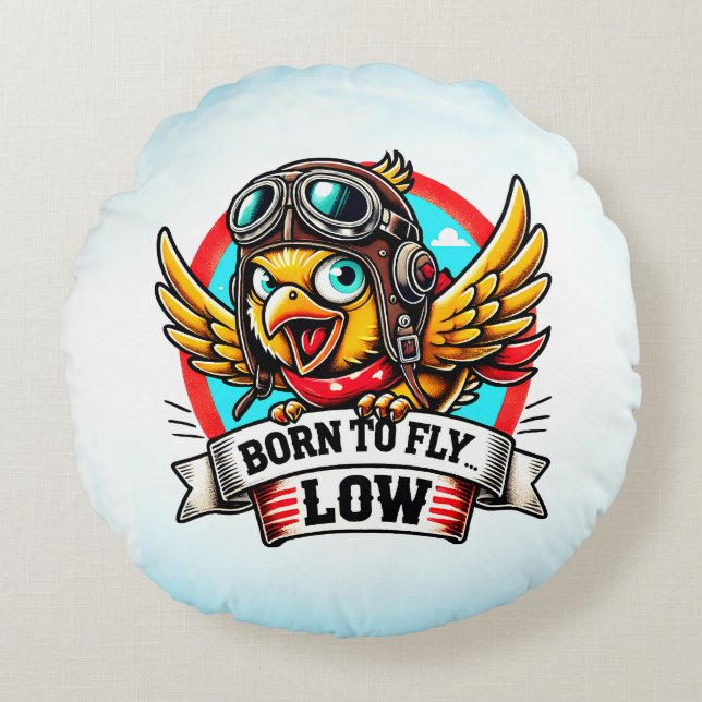 Aviator Chick Round Cushion (Front)