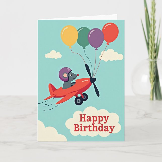 Aviator Creature Birthday Card (Front)