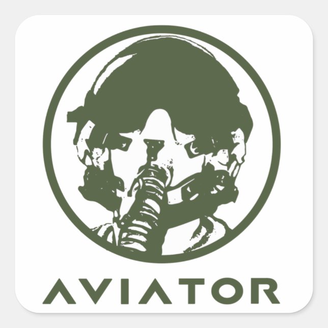 Aviator Fighter Pilot Helmet Square Sticker (Front)