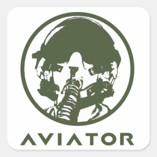 Aviator Fighter Pilot Helmet Square Sticker