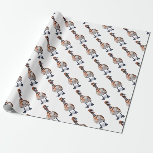 Aviator Goose Gift Wrap (Unrolled)