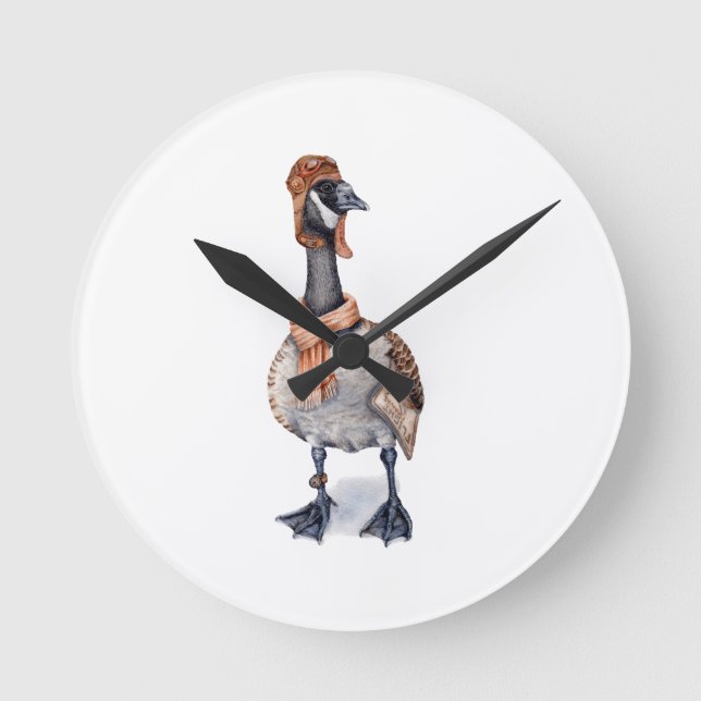Aviator Goose Round Clock (Front)