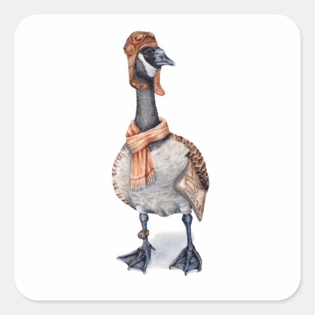 Aviator Goose Square Sticker (Front)
